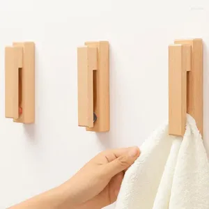 Haken selbstklebender Wandhaken-Clip, hochwertige Badezimmer-Holzhandtuch- und Kleidungs-Hängeklammern für Zuhause