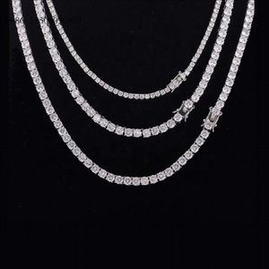 Biżuteria unisex sier biały złoto Naszyjnik VVS Diamond Moissanite Link Łańcuch tenisowy