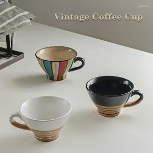 Tazze In ceramica Tazze vintage creative da caffè Tazza da colazione con motivo a strisce da 300 ml Stile giapponese