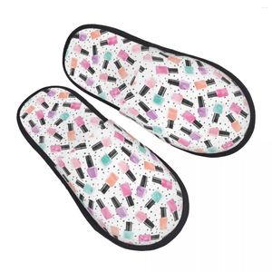 Slippers Nail Polish Polka Dots Guest For Spa Women Custom Print Manicurist Art House Slipper