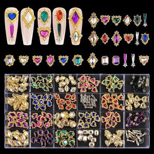 24 Grid Nail S Crown Heart Jewelry Gem Stone Crystal Diy Art Decorations Press On Nails Supplies Accessories 240328