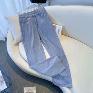 Kot yaz buz ipek kot pantolon ince gevşek geniş bacak pantolon Kore yüksek bel düz denim pantolon açık mavi rahat pantolon