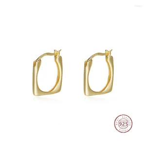 Hoop Earrings Minimalist Geometric Square For Women Fashion Light Luxury Smooth 925 Sterling Silver Vintage Jewelry Accessories