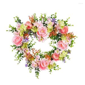 Decorative Flowers Valentines Day Wreath Flower Artificial Rose Garlands For Home Wall Wedding Decorations Door Floral