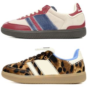 Ikonisk stil Wales Bonner Shoes Sam Bas OG Designad sneaker för fotboll Pity Pony Leopard Nylon Fox Brown Cream White Black Cow Print Red Green Pink Gum Future Scarle