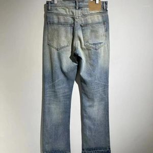 Jeans da uomo High Street di alta qualità ERD Vintage lavato Micro Horn pantaloni da uomo streetwear pantaloni casual abbigliamento tecnico abbigliamento