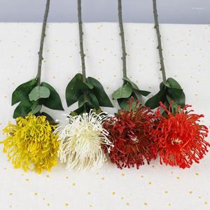 Flores decorativas 3 pçs artificial grande almofada de alfinetes flor crisântemos plástico falso festa de casamento pano de fundo decoração diy arranjo