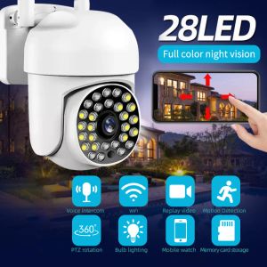 Webcams de 360 graus de câmera rotativa montada na parede 1080p Monitor de proteção de segurança AI Rastreamento automático Night Vision Outdoor