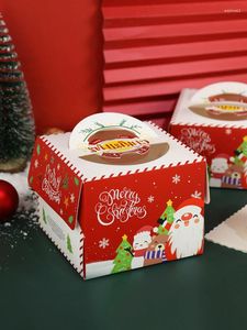 Gift Wrap 10pcs 4/6/8 Inch Christmas Cake Box Year Party Hanmade Dessert Decoration For Home Handle Paper Boxes Santa Claus