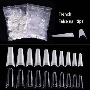 500st False Nail Art Tips French Natural Transparent Coffin False Nails Tips Acrylic UV Gel Nail Polish Manicure