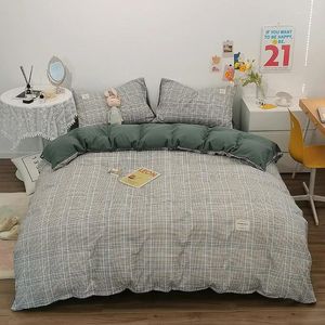 Bedding Sets High Quality Washed Cotton Brushed Bed Four Piece Quilt Cover Pillowcase Sheet Set Fashion