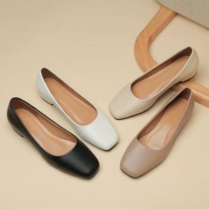 Slippers 2023 Spring New Flat Women Shoes Loafers Simple Low Heels Office Work Casual Shoes Slip on Flat Footwear Ladies Square Toe Shoes