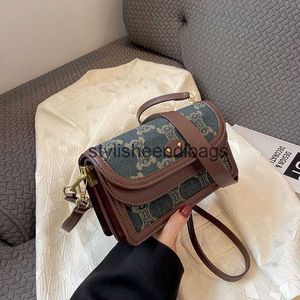 Bolsas de ombro 2023 novo arco triunfal pequeno saco high end moda denim quadrado único crossbody h240401