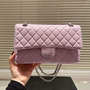 Bolsa feminina designer roxo caviar couro clássico aba dupla acolchoada bolsa de ombro SHW / GHW bolsas crossbody ao ar livre sacoche multi pochette bolso 26 cm