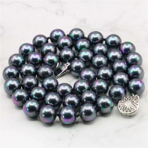 Bracelets Charming 8/10/12/14mm 18/22inch Black South Sea Shell Pearl Necklace Bead Jewelry Natural Stone Mother's Day Gift Aaa+ Wholesale