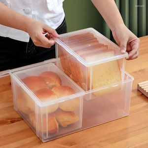 Garrafas de armazenamento caixa de pão transparente com tampa recipiente dispensador bin acessório doméstico para cozinha sala de jantar mesa