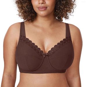 Bras Women's Comfort Cotton Wireless Plus Size Full Coverage Unlined Bra Cushioned Wider Straps Lace Bralette