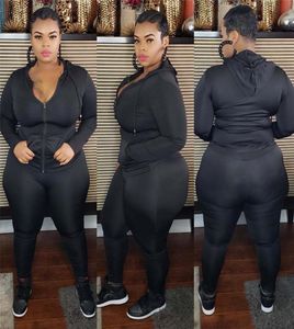 Plus storlek XL5XL Women Tracksuit Solid Color 2 Piece Set Long Sleeve Jacketgings Sport Jogger Suis Fall Winter Clothing Outfi3433701