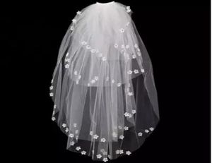 Branco princesa flor menina véu de casamento flor pettails apliques crianças acessórios crianças formal wear véus de noiva princesa headpiece9569872