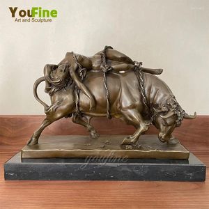 Figuras decorativas Arte ocidental Europa Bull Grego Zeus Bronze Escultura assinada estátua nua para decoração de jardim em casa