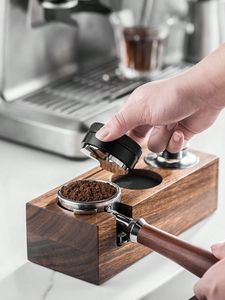 Leeseph Wood Coffee Tamper Holder木製エスプレッソタンパースタンドタンパーステーション木製ベースアンチスリップコーヒーポータフィルターホルダー240327