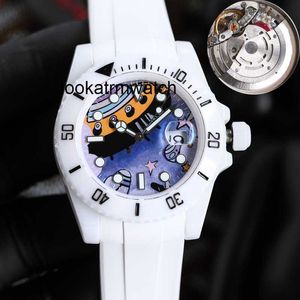 Męskie zegarek zegarki RLX Type Ceramic Case Designer Luksusowy zegarek Czysty fabryka Mężczyźni Automatyczny ruch niebieskiego tarcza gumowy pasek na rękę Sapph