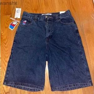 Herren-Shorts, neue Y2K-Straßenkleidung, Polar, große Jungen, dunkelblaue Jeans, Harajuku, Hip-Hop, Cartoon-gestickte Taschen, Denim-Gym-Shorts für Herren, L2404