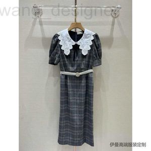 Basic & Casual Dresses designer Shenzhen Nanyou Miaojia Miu collar heavy work stud with elegant plaid fabric dress 6K25