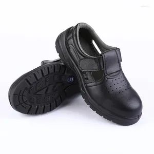 Boots Men's Fashion Steel Toe Covers Working Shoes Soft Leather White Safety Sandals Summer Worker Safe Breathable Footwear Male