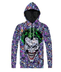 Nowe pary mody mężczyźni kobiety unisex dc komiks zielone włosy Joker 3D print z kapturem sweter bluzy bluzy top T424669848