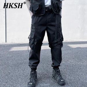 Мужские брюки HKSH, весенние функциональные темные брюки-карго в стиле сафари, модные свободные леггинсы с объемными карманами, шикарные комбинезоны HK0707