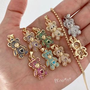 5PCS Fashion Delicate Bear Necklace Shiny Cubic Zirconia Cute Cartoon Bear Pendant Necklace for Women Party Birthday Gift Jewel 240327