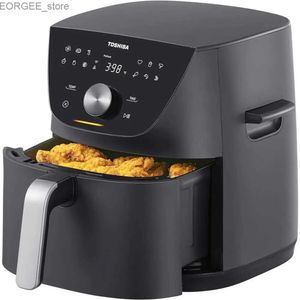 Air Fryers 7.7QT Air Fryer Family-storlek för snabba och enkla måltider 12 Förinställda menyer och meny-IQ-funktion dubbelsidiga handtag Enkla bärande Y240402