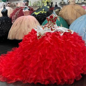 الفساتين الفاخرة حبيبتي كرات الثوب Quinceanera قبالة الكتف زائفة متتالية المتتالية التنانير حفلة موسيقية في مسهرة العباءات عيد ميلاد فستان