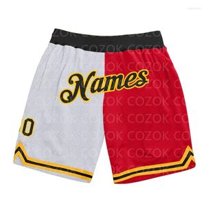 Herren-Shorts, individuell, weiß, rot, gespleißt, authentischer Basketball, 3D-gedruckt, Männer, Ihr Name, Mumber, schnell trocknend, Strand