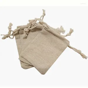 Gift Wrap 50pcs Linen Bags Wedding Party Favor Holders Muslin Cotton Storage Jewelry Drawstring Pouches