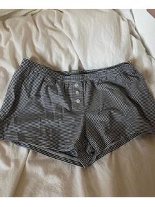 Çizgili Düğme Sıradan Şort Yaz Örme Pamuk Elastik Yüksek Bel Ev Kısa Pantolon Kadınlar Vintage Sevimli Düz Sweatpants y2k 240402