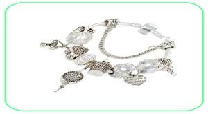 Bransoletka Bransoletka Charm Białe kryształowe koraliki DIY Heart Wisidant Jewelry Whole5801478