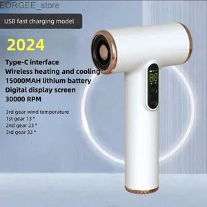 Elektrisk hårtork 2024 Hot Selling Wireless Heart Dryer 30000 rpm Höghastighet Dry Cool Warm Childrens Home Dormitory Travel USB Laddning Hår Y240402
