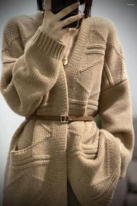 Women's Knits Sweater Coat Thick Loose Lazy Long Autumn And Winter 100 Pure Cashmere Knit Cardigan