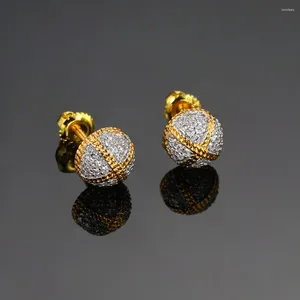 Stud Earrings Chunky Hemispherical Style Cross Iced Out CZ For Men Women Hip Hop Rock Piercing Ear Earings Punk Jewelry OHE160