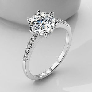 18K White Gold Rings for Women 02ct Test Past D Diamond Solitaire Ring Wedding Band Engagement Bridal 240402
