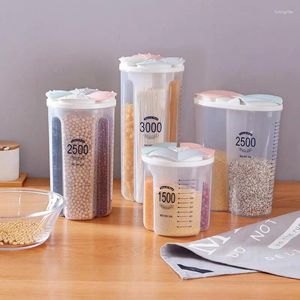 Garrafas de armazenamento recipiente de balde de arroz grande capacidade dispensador de cereais de poupança de espaço frasco transparente para grãos com tampa gadgets de cozinha