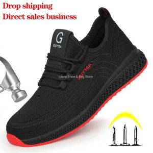 Buty Mężczyzny Bezpieczeństwo Buty Air Mesh Steel Toe Sneakers Buty robocze oddychające męskie buty bezpieczeństwa Dropshipping Safeti Footiar