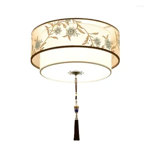 Plafoniere Lampadario cinese Lampada Camera da letto Rotonda Chinoiserie Apparecchio Suspendu Retro Home Soggiorno Studio Apparecchio di illuminazione