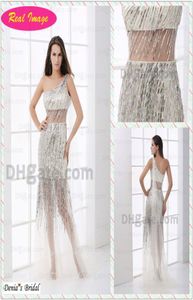 2015 Attraktives Splitter-Perlenquasten-One-Shoulder-Partykleid aus durchsichtigem Tüll-Cocktail-Realbild HX23 dhyz 011243883