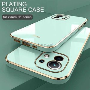 Mobiltelefonfodral Luxury Plating Square Frame Case för Mi 11 Lite 5G på Xiomi 11Lite 4G 11i Mi11 I Ultra Soft Silicone Cover 2442