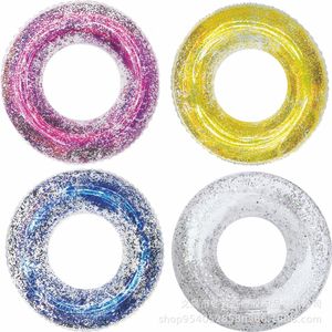 Transparent Glitter Pool Foats Swimming Ring Vuxna barn Uppblåsbar poolrör Giant Float Boys Girl Water Fun Toy Swim Laps 240323