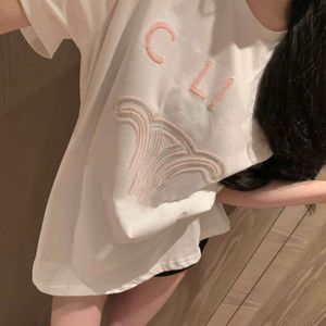 Tasarımcı T gömlek kadınlar tişört moda mektup payetler grafik tee rahat yuvarlak boyun kısa kol üstleri iki renk