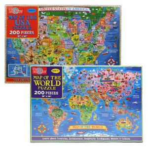 Puzzim do mapa mundial para crianças presentes - 200 peças - Aprendizagem de jogos de ajuda educacional Toy para crianças de 4 anos e acima